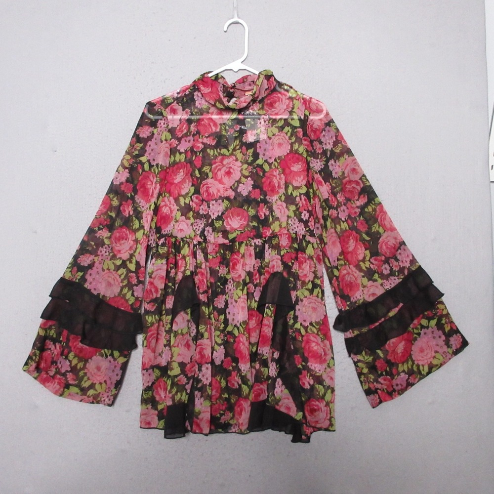 Free People Mini Dress Tunic Floral Noella Nightfall Flowy‎ Whimsigoth Boho NTW